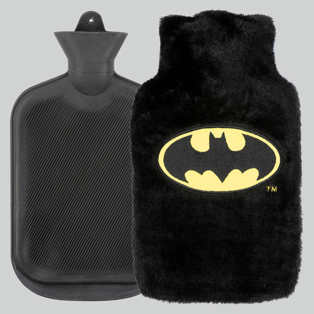 Chauffe bouillotte noire SOXO dans une housse peluche Idée cadeau BATMAN BIG 1.8l