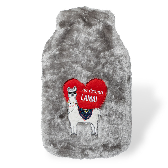 SOXO thermoforor gris LARGE 1.8L chauffant dans pochette en fourrure LAMA HEART cadeau