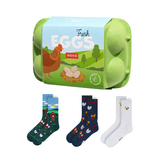 Chaussettes Colorées pour Hommes SOXO Œufs de la Campagne - 3 Paires
