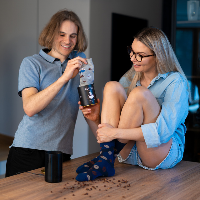 Lot de 2x chaussettes Soxo pour hommes avec café en boîte