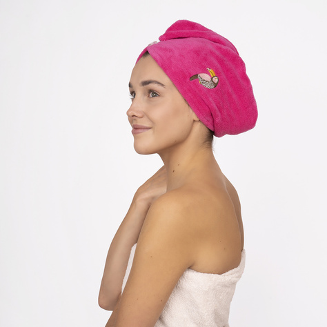 MOMO WAY turban de bain rose | serviette toucan