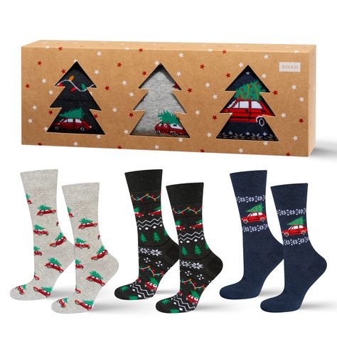 Ensemble de 3x Chaussettes de Noël Homme SOXO en Cadeau