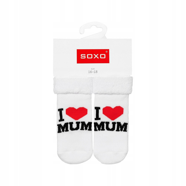 Chaussettes bébé blanches SOXO avec inscription 