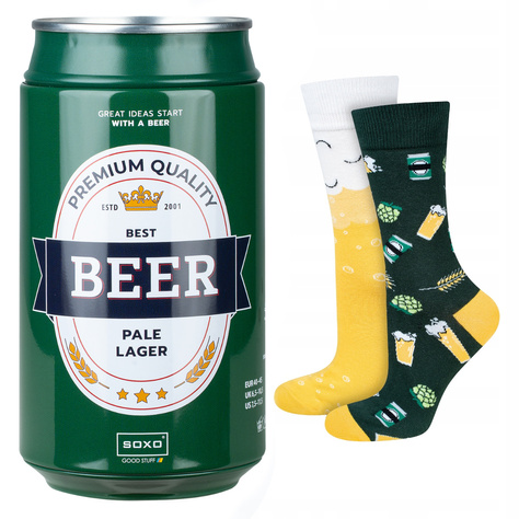 Lot de 2x chaussettes colorées pour hommes SOXO GOOD STUFF Vodka en bouteille et bière en canette coton amusant 