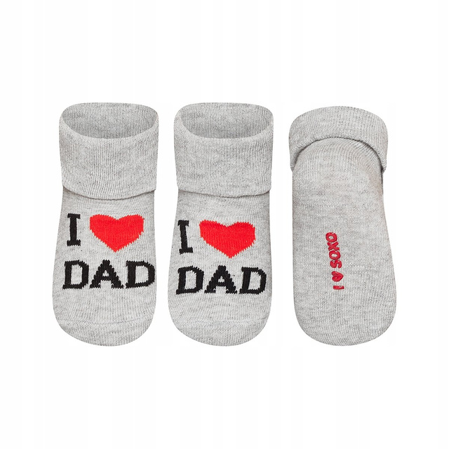 Chaussettes bébé gris clair SOXO avec inscription cadeau 