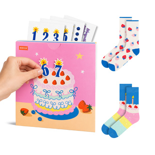 Chaussettes Carte d'anniversaire Gâteau 2 Paires