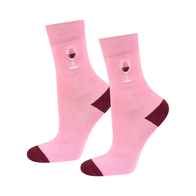 Lot de 3x chaussettes SOXO pour femmes, drôle de vin rouge, dans un tube cadeau 