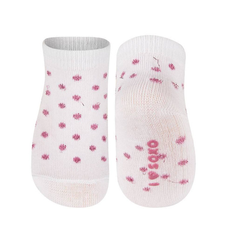 Chaussettes bébé blanches SOXO à pois roses 