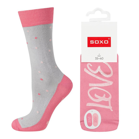 Chaussettes longues colorées pour femmes SOXO avec inscription coton love hate