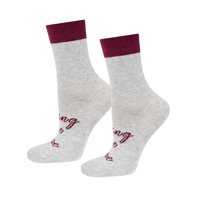 Lot de 3x chaussettes SOXO pour femmes, drôle de vin rouge, dans un tube cadeau 