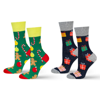 Lot de 2 chaussettes de Noël colorées pour hommes SOXO GOOD STUFF