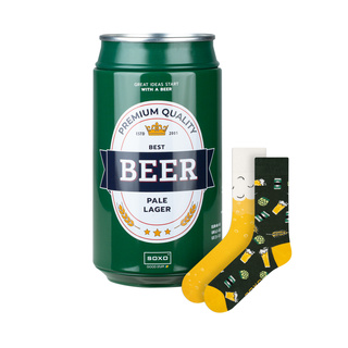 Chaussettes colorées pour hommes SOXO GOOD STUFF, bière Pale Lager amusante dans une boîte cadeau