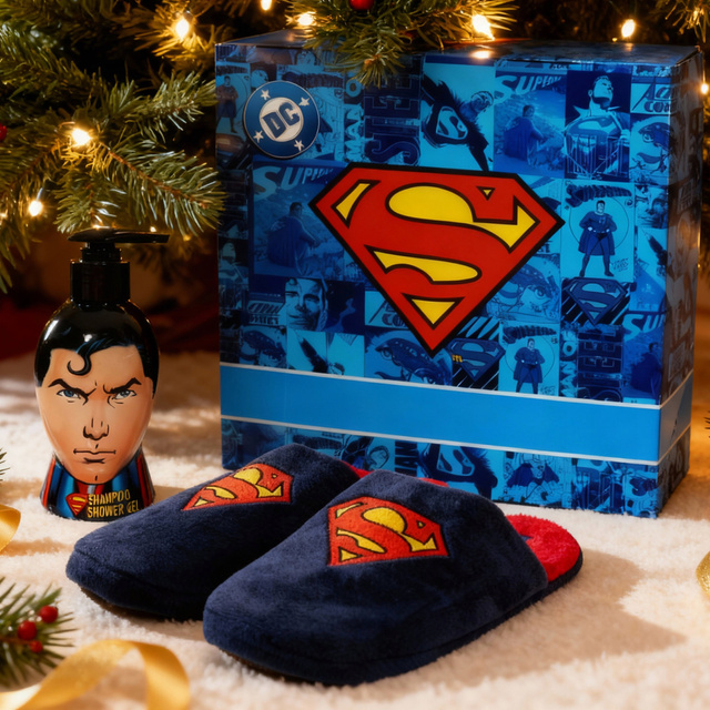 Coffret Chaussons Homme Superman + Gel Douche 2-en-1