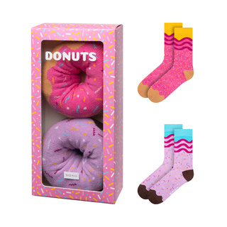 Lot de 2 paires de chaussettes Soxo Donut pour femme dans une boîte | Parfait pour un cadeau | Drôle et joyeux | rose