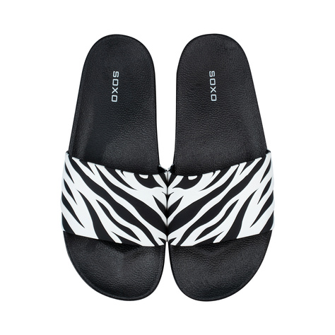 Tongs de plage SOXO Zebra Premium pour femmes et hommes, idéales pour les vacances d'été et la piscine, en caoutchouc