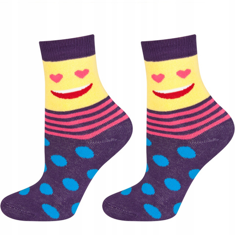 Chaussettes pour enfants violet SOXO chaud jolly smiley face terry