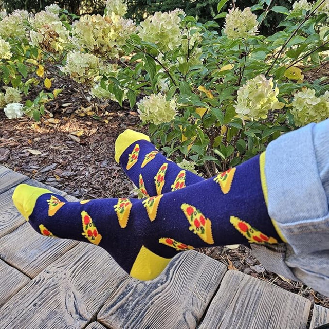 Chaussettes SOXO colorées pour hommes et femmes avec pizza dans une boîte | cadeau pour un homme | cadeau pour femme