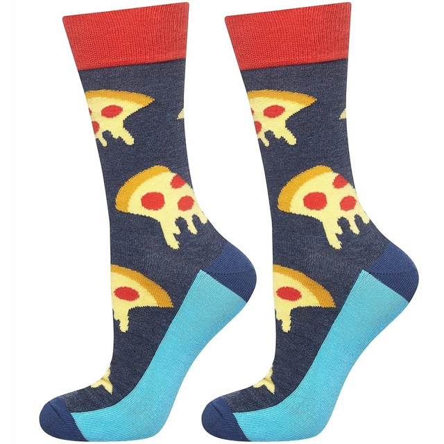 Lot de 4x chaussettes colorées SOXO GOOD STUFF pour hommes, drôle de pizza