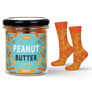 Chaussettes pour hommes | Beurre de cacahuète coloré SOXO GOOD STUFF pour femmes dans un pot en coton amusant pour un cadeau pour lui | pour elle unisexe