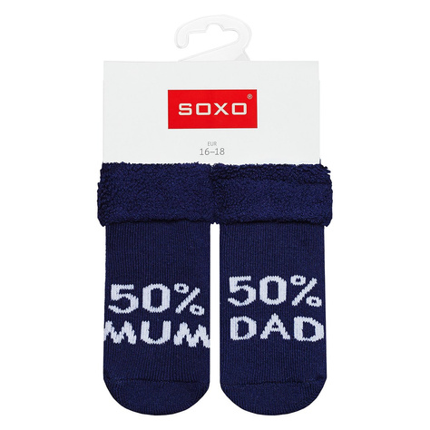 Chaussettes bébé bleu marine SOXO avec inscription 