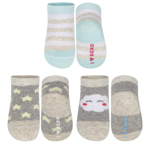 Lot de 3x chaussettes bébé SOXO en éponge pour les tout-petits