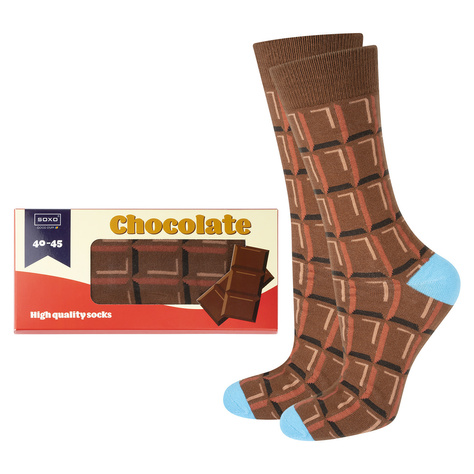 SOXO Chaussettes pour hommes | Hamburger dans une boîte | Barre de chocolat | Cadeau drôle pour lui