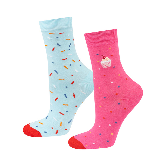 Chaussettes roses SOXO cupcake pour femmes - 2 paires