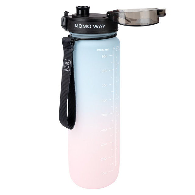MOMO WAY Bouteille d'eau bleue et rose | idéale pour les voyages | BPA free | Tritan