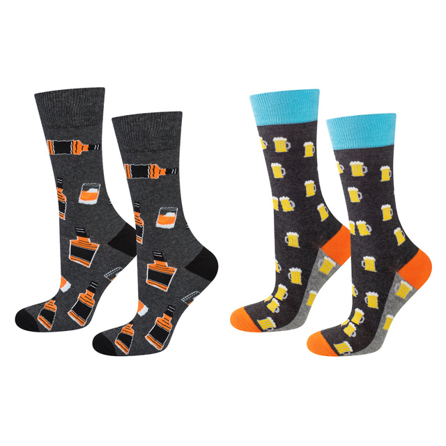 Ensemble de chaussettes pour hommes Whisky en bouteille et bière en canette