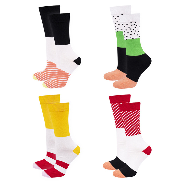 Lot de 4x chaussettes pour hommes SOXO de couleur sushi dans une boîte