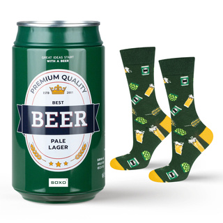 Chaussettes colorées pour hommes SOXO GOOD STUFF, bière brune amusante, fumées en canette