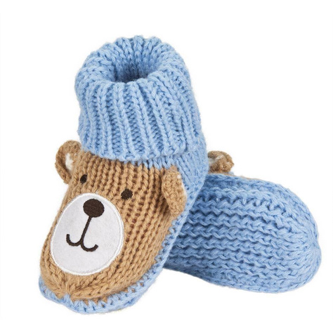 Chaussons bleus pour bébé SOXO avec ours en peluche