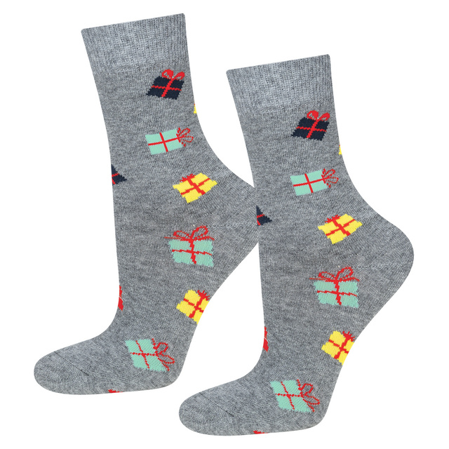 Set 4x Chaussettes colorées pour femmes et SOXO gris thermofor LARGE 1.8l en pull-over housse plein d'amour