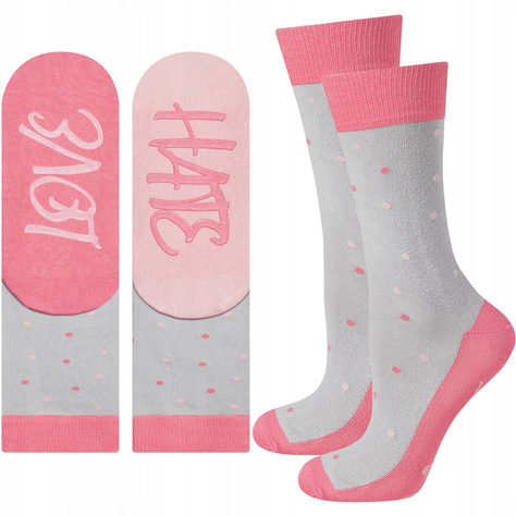 Chaussettes longues colorées pour femmes SOXO avec inscription coton love hate