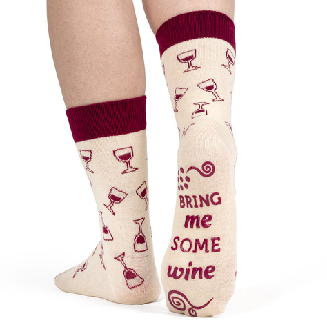 Lot de 2 chaussettes pour femmes SOXO GOOD STUFF drôles de vin rouge et blanc dans une bouteille cadeau