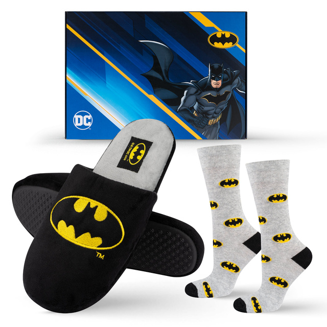 Lot de 1x chaussettes colorées SOXO Batman pour homme et 1x pantoufles Batman pour homme 