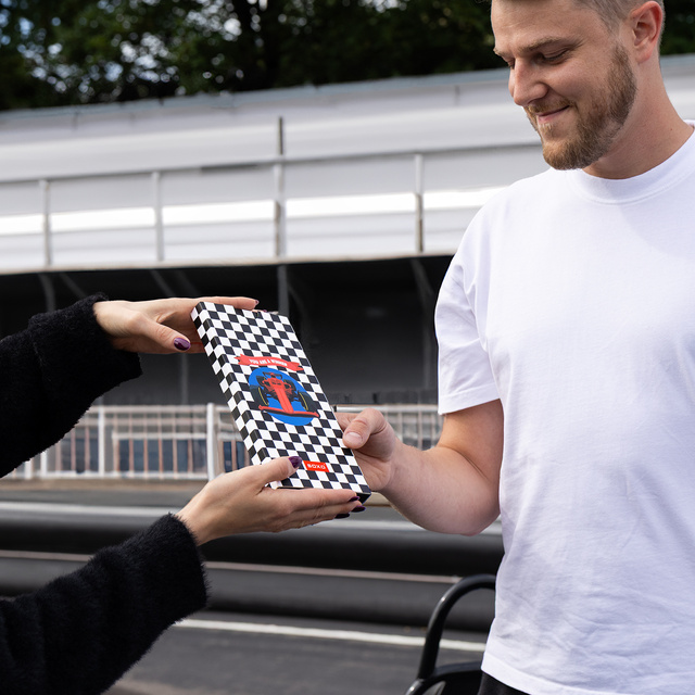 Chaussettes à thème Formule 1 – style carte de vœux