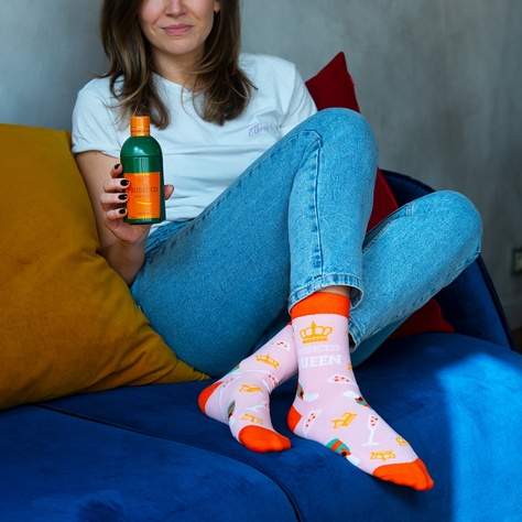 Chaussettes pour femmes SOXO GOOD STUFF drôles de Prosecco dans une bouteille cadeau