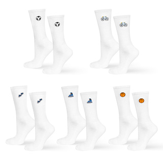 Chaussettes SOXO blanches avec broderie pour hommes - 5 paires