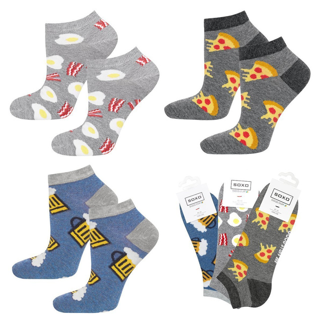 Lot de 3x chaussettes à pizza en coton coloré SOXO GOOD STUFF pour hommes
