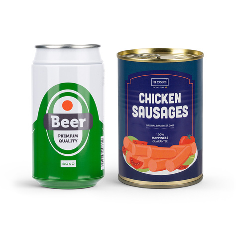 Lot de 2x chaussettes homme SOXO | Fête des garçons | Bière en boîte | Saucisses en boîte | pour un cadeau pour lui