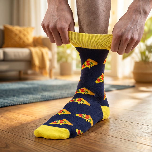 Chaussettes SOXO colorées pour hommes et femmes avec pizza dans une boîte | cadeau pour un homme | cadeau pour femme