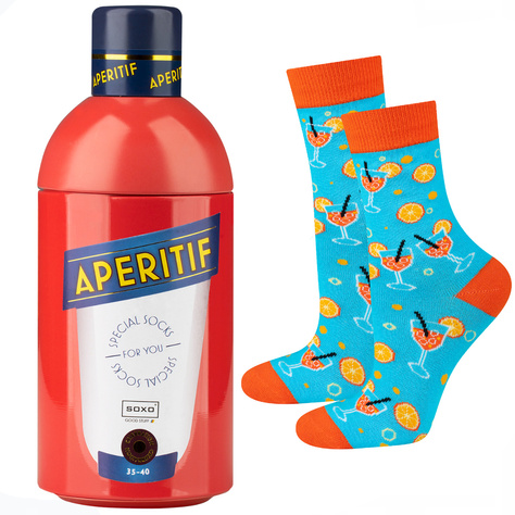 Lot de 2 chaussettes pour femmes SOXO GOOD STUFF drôles Prosecco et Apéritif dans une bouteille cadeau