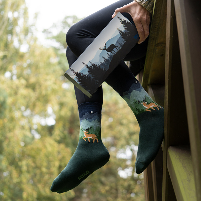 Chaussettes homme et femme Soxo avec motif de cerf - 3 paires