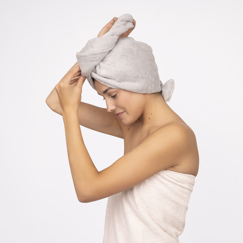 MOMO WAY turban de bain gris | serviette de bain