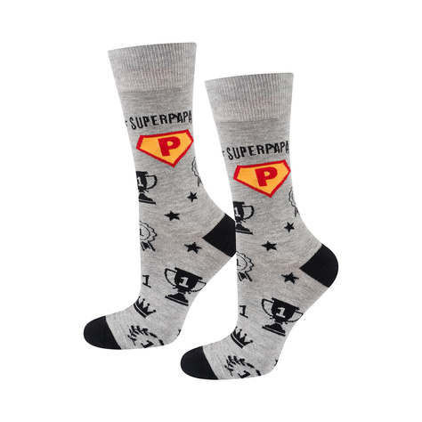 Chaussettes colorées SOXO pour homme avec l'inscription "SuperPapa" | cadeau pour la fête des pères