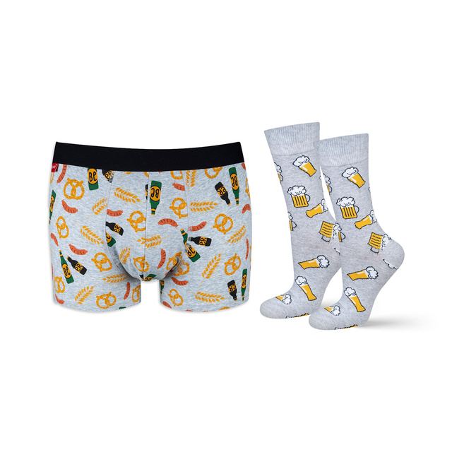 Chaussettes colorées SOXO et caleçon boxeur pour homme, cadeau pour petit ami, gris 