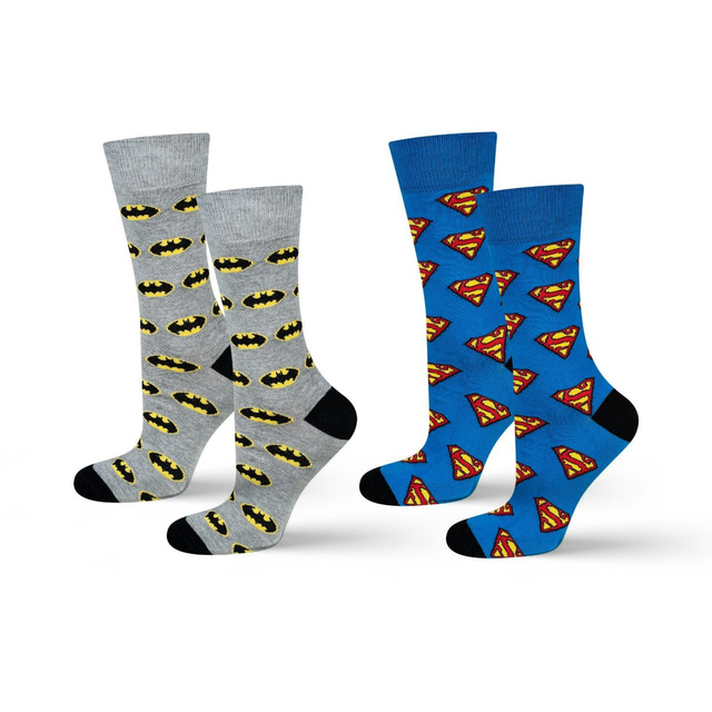 Lot de 2 chaussettes SOXO GOOD STUFF Batman Superman DC Comics