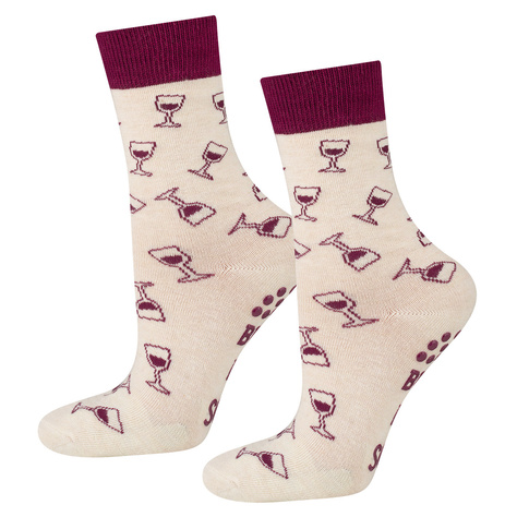 Lot de 2 chaussettes pour femmes SOXO GOOD STUFF drôles de vin rouge et blanc dans une bouteille cadeau