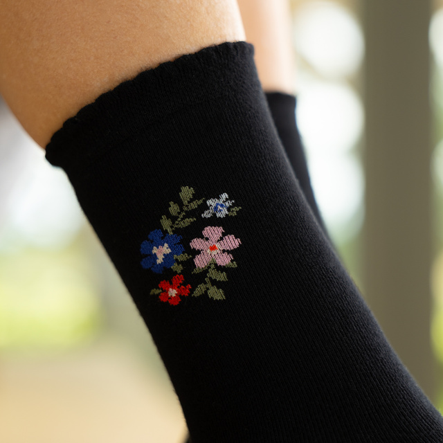 Chaussettes en Bambou à Motif Feuri